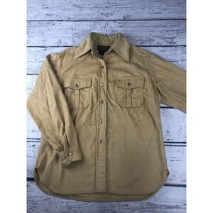 Eddie Bauer Thick Button Up Fleece Heavy Mustard Yellow Vintage Medium‎ USA